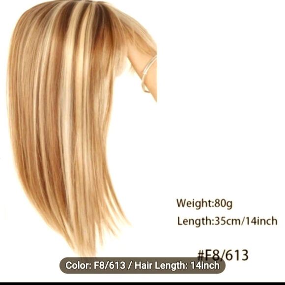 No brand Accessories - New blond& brown highlights synthetic hair topper with bangs.